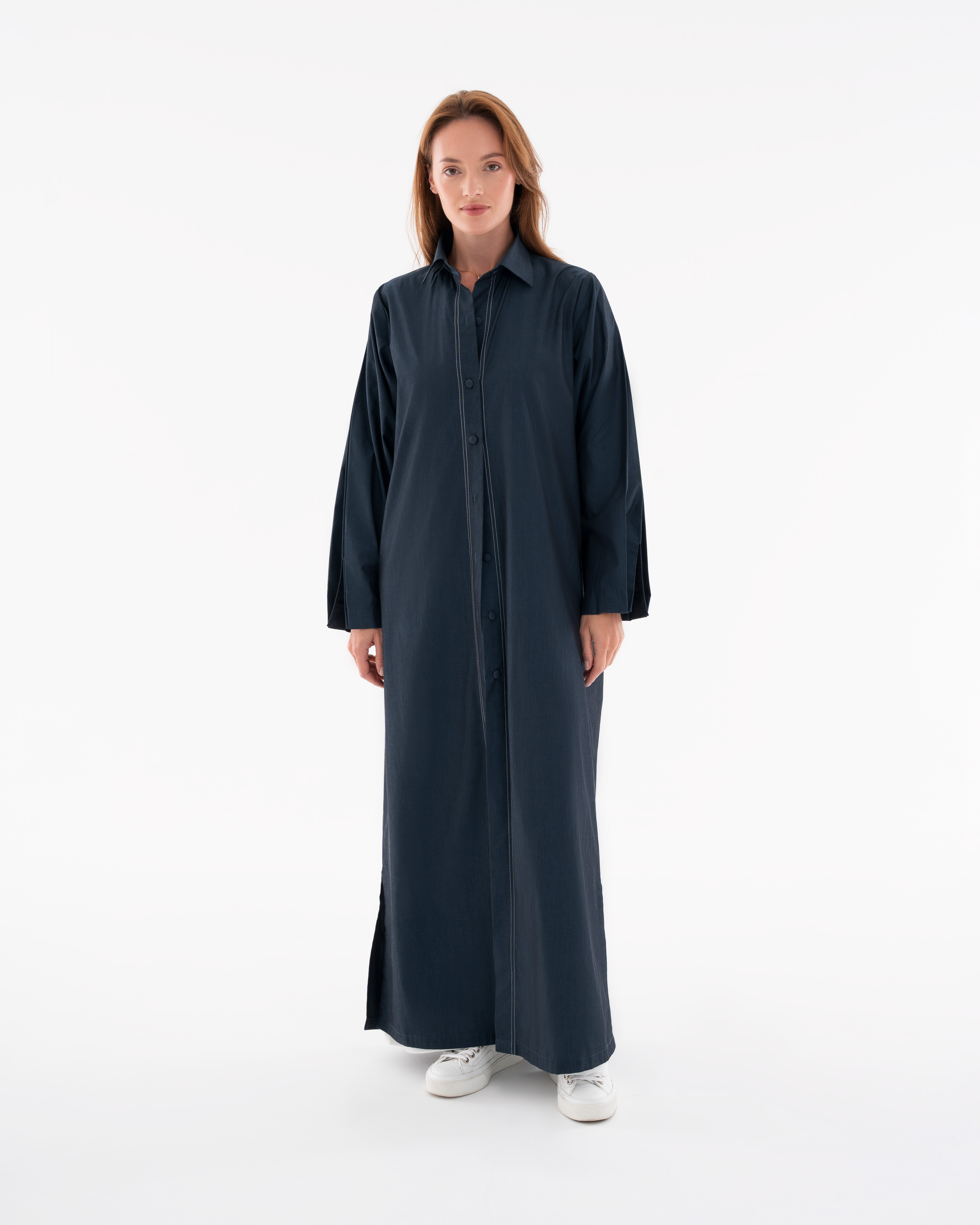 Navy Buttoned Abaya