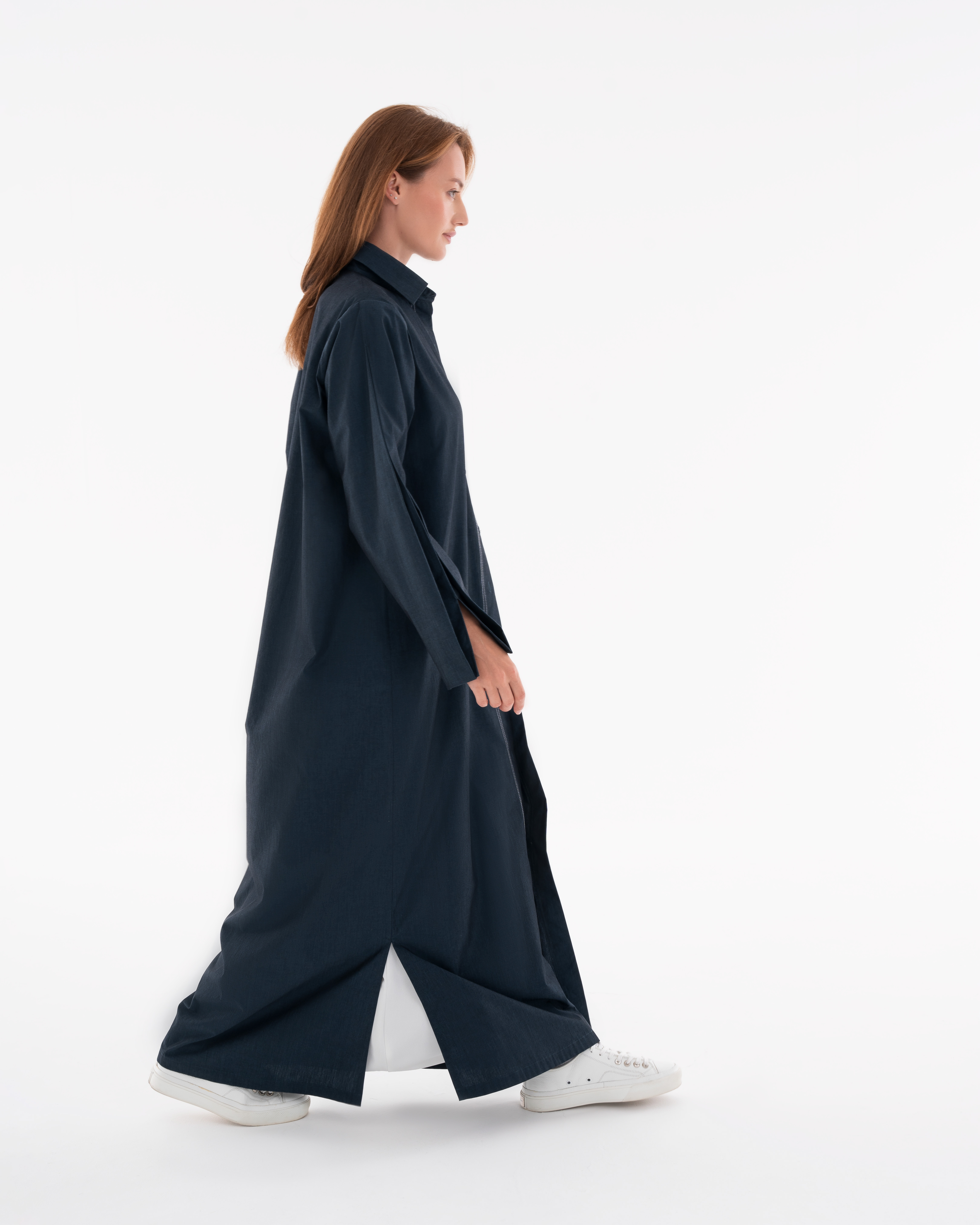 Navy Buttoned Abaya