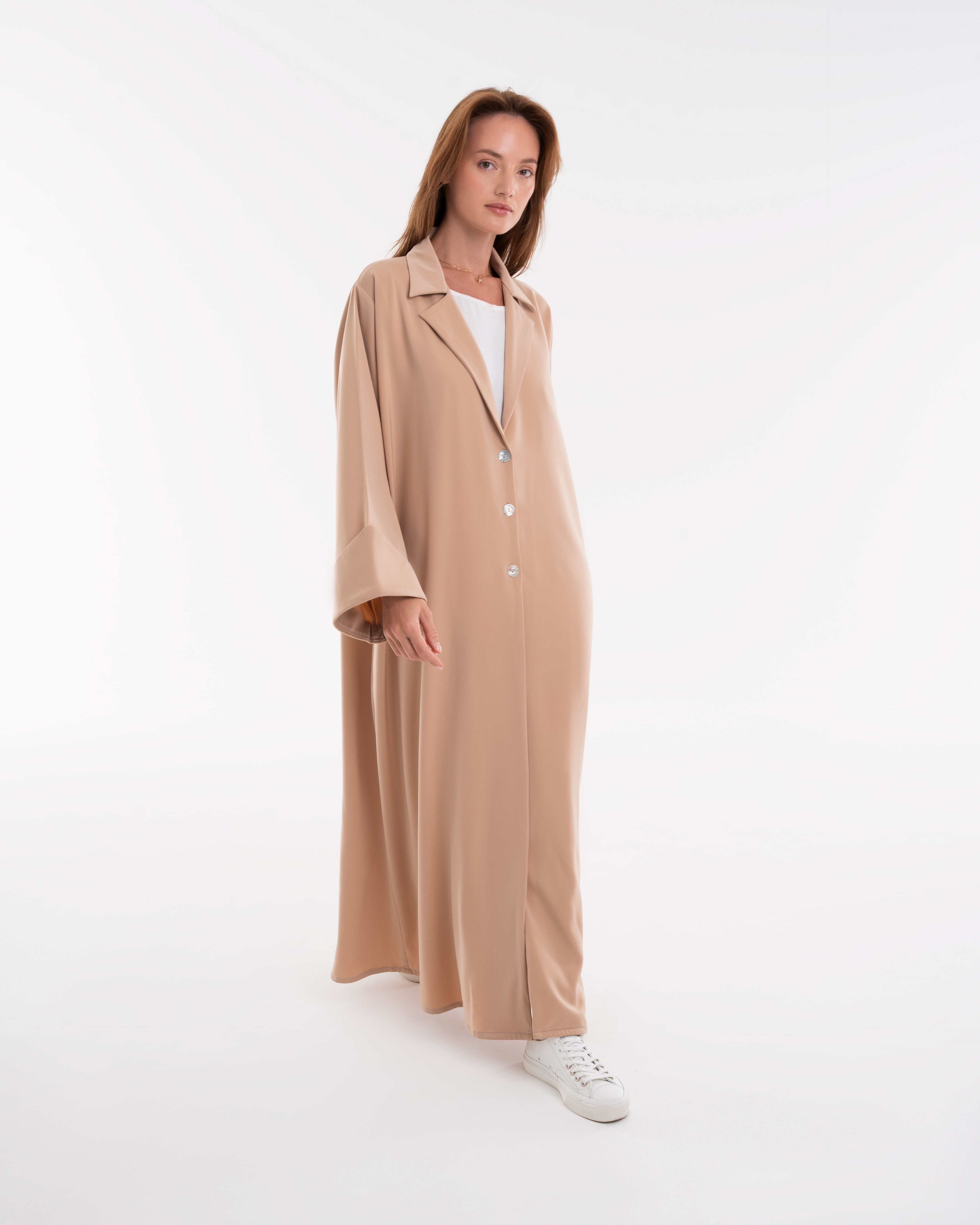 Beige Open Front Abaya